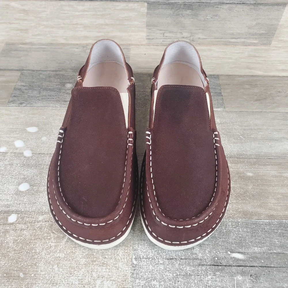 Birkenstock Duma Mens Shoes Sz 8 Mid Brown Leather Slip On Low Top Casual Loafer